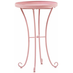Beliani - Tavolino da Giardino in Metallo Rosa Tondo Stile Vintage Esterno 40 cm Cavinia