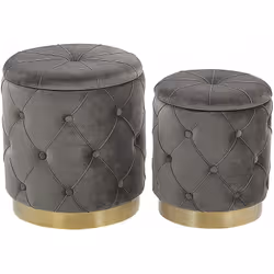 Set di pouf trapuntati retro. Aggiungi un tocco retrò al tuo interno con questo set di 2 pouf contenitore. La tonalità grigia ...
