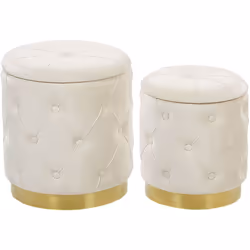 Set di pouf trapuntati retro. Aggiungi un tocco retrò al tuo interno con questo set di 2 pouf contenitore. La tonalità bianca ...