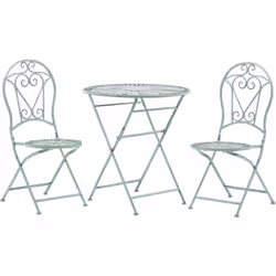 Set di tavolo e 2 sedie in metallo con design a filigrana. Questo prezioso set bistrot dallo stile vintage è la scelta perfet ...