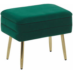 Beliani - Pouf contenitore imbottito velluto verde scuro e gambe dorate 49 cm Odessa