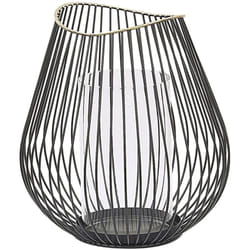Beliani - Lanterna Portacandele in Metallo Nero Oro con Inserto in Vetro 22 cm Thurston
