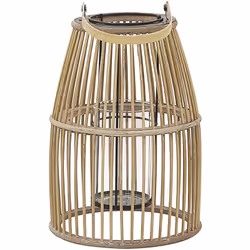Lanterna Portacandele Boho. Materiale e colore naturali per la tua zona giorno o giardino. Questa lanterna portacandele dal d ...