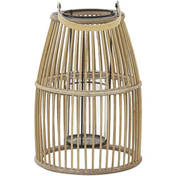 Beliani - Lanterna Portacandele Beige in Legno di Bambù 32 cm Stile Boho Elegante Hoste