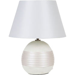 Beliani - Lampada da Tavolo Base in Ceramica Bianca Paralume a Cono in Finta Seta Sado