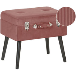 Comodino Sgabello Contenitore Velluto Rosa Imbottito Gambe Nere Tipo Valigia Mallard
