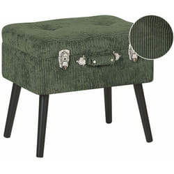 Beliani - Comodino Sgabello Contenitore Velluto Verde Scuro Imbottito Gambe Nere Tipo Valigia Mallard