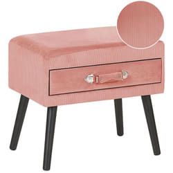 Beliani - Tavolino con Contenitore in Velluto a Coste Gambe Nere 46 x 50 x 35 cm Eurostar