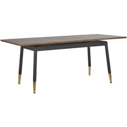 Tavolo Allungabile in Acciaio Marrone Nero e Oro Aspetto Legno 160x90 cm California