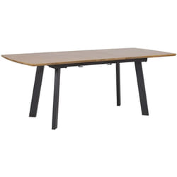 Tavolo Allungabile Metallo Nero Marrone Piano MDF Effetto Legno 180 x 90 cm Salvador