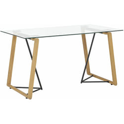 Tavolo da Pranzo Vetro con Gambe Metallo Marrone e Nero 140 x 80 cm Tacoma
