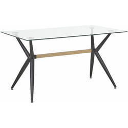 Tavolo da Pranzo Vetro con Gambe Metallo Marrone Chiaro e Nero 140 x 80 cm Sacramento