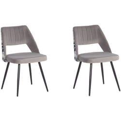 Set di 2 Sedie da Pranzo in Velluto Grigio Schienale Posteriore Motivo Floreale Ansley
