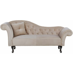 Beliani - Chaise Lounge Stile Retrò Vintage Lato Sinistro Velluto Beige Lattes