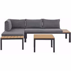 Set da giardino modulare in alluminio nero con cuscini. Rinnova il giardino o la terrazza con questo elegante salotto da este ...