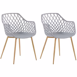 Set di 2 sedie moderne in plastica per interni ed esterni. Questo set di 2 sedie da pranzo si abbina bene con qualsiasi inter ...