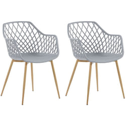 Set 2 Sedie da Pranzo Plastica Grigia Gambe in Metallo Schienale Aperto Nashua