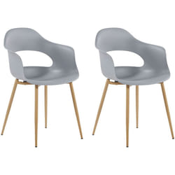 Set di 2 Sedie da Pranzo con Eleganti Gambe in Materiale Sintetico Grigio Utica