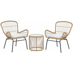 Set Giardino in Finto Rattan e Acciaio Nero Sedie con Cuscini Grigi Labico