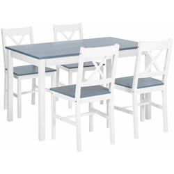 Set da Pranzo in Legno di Pino Bianco e Grigio 4 Posti 120 x 75 cm Moana