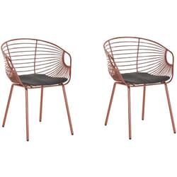 Beliani - Set di 2 Sedie da Pranzo Design in Metallo Color Rosso Metallizzato Cuscino Ecopelle Hoback