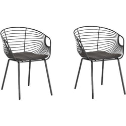 Set di 2 Sedie da Pranzo Design in Metallo Nero Cuscino Ecopelle Hoback