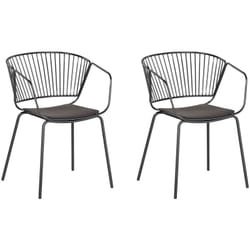 Set di 2 Sedie da Pranzo Design in Metallo Nero Cuscino in Ecopelle Rigby