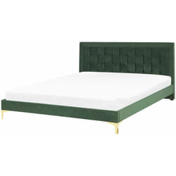 Letto Matrimoniale con Struttura Imbottita di Velluto Verde 160 x 200 cm Limoux