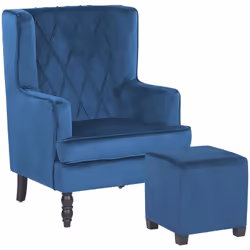 Poltrona con schienale alto e poggiapiedi quadrato. Trasforma il tuo salotto senza sforzo con una bellissima poltrona decorat ...