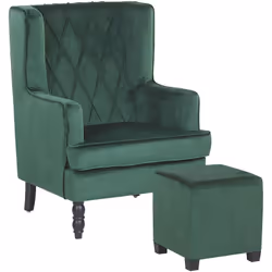 Poltrona con schienale alto e poggiapiedi quadrato. Trasforma il tuo salotto senza sforzo con una bellissima poltrona decorat ...