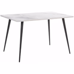 Tavolo da pranzo rettangolare per 4 persone. L'elegante combinazione del piano effetto cemento e le gambe nere rende questo t ...