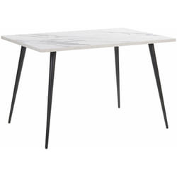 Tavolo da Pranzo Piano Effetto Marmo Bianco Gambe in Metallo Nero 120 x 80 cm Santiago