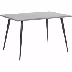 Tavolo da pranzo rettangolare per 4 persone. L'elegante combinazione del piano effetto cemento e le gambe nere rende questo t ...