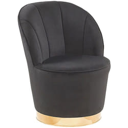 Poltrona in Velluto Nero Gambe in Metallo Forma Rotonda Aspetto Moderno Alby