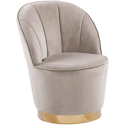 Poltrona in Velluto Beige Gambe in Metallo Forma Rotonda Aspetto Moderno Alby