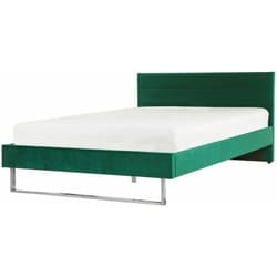 Letto Matrimoniale Velluto Verde Gambe in Metallo 160 x 200 cm Bellou