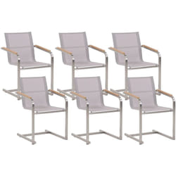 Set 6 Sedie Giardino Seduta in Fibre Sintetiche Beige Struttura Acciaio Cosoleto