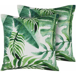Set di 2 cuscini Giardino Motivo a Foglia Verde Poliestere 45 x 45 cm Pavelli