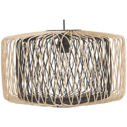 Beliani - Lampadario Tondo Marrone Chiaro / Nero in Legno di Bambù e Metallo Javari