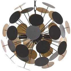 Lampadario Circolare Nero e Oro a 3 Luci Superficie Opaca Design Moderno Maritsa