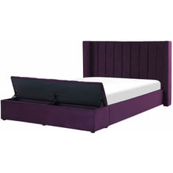 Letto velluto viola rete a doghe e cassapanca 140 x 200 cm Noyers
