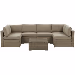 Salotto da giardino con tavolino in polirattan marrone. Crea una vera oasi di relax in giardino o in terrazza con questo eleg ...