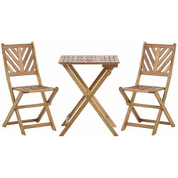 Set Legno Massiccio di Acacia Chiaro con 2 Sedie e Tavolino Pieghevoli Terni