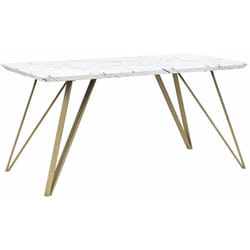 Beliani - Tavolo da Pranzo Glam Piano Bianco Effetto Marmo 150 x 80 cm Molden