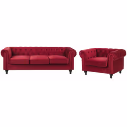 Set divano 3 posti e poltrona stile Chesterfield. Questo set da soggiorno in stile Chesterfield si adatta a interni dal desig ...
