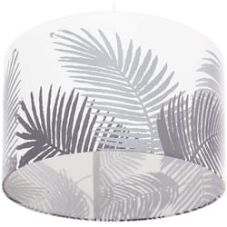 Beliani - Lampada a Sospensione Tessuto Bianco e Grigio Motivo Palme 1 Luce 48 cm Ziller