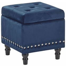Ottomana Classica in Velluto Blu Scuro con Spazio di Archiviazione Loretto
