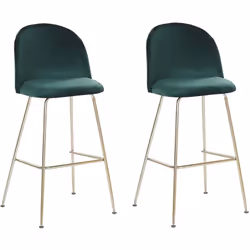 Elegante set di 2 sgabelli da bar con rivestimento in velluto. La comoda seduta imbottita e lo schienale arrotondato sono riv ...