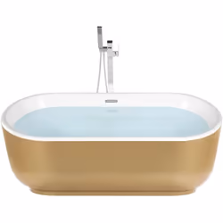 Lussuosa vasca da bagno in acrilico bianco e oro. Col suo design contemporaneo, questa vasca è la scelta perfetta per un bagn ...