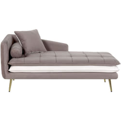 Chaise Lounge Sinistra Marrone e Bianca Trapuntatura a Bottoni Gonesse